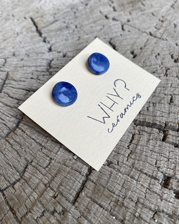 Orecchini bottone blu