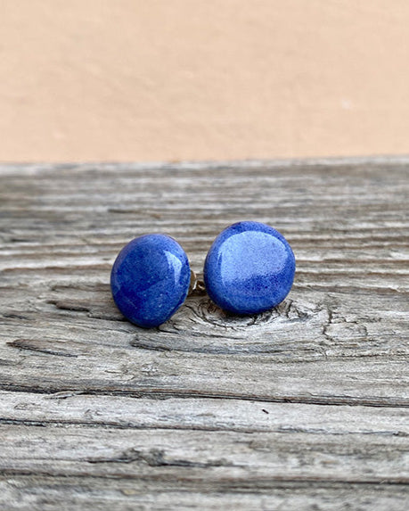 Orecchini bottone blu