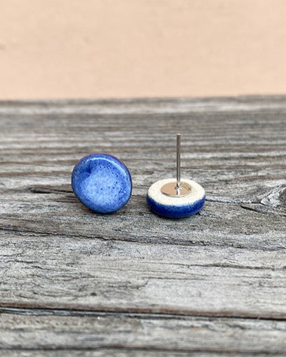 Orecchini bottone blu
